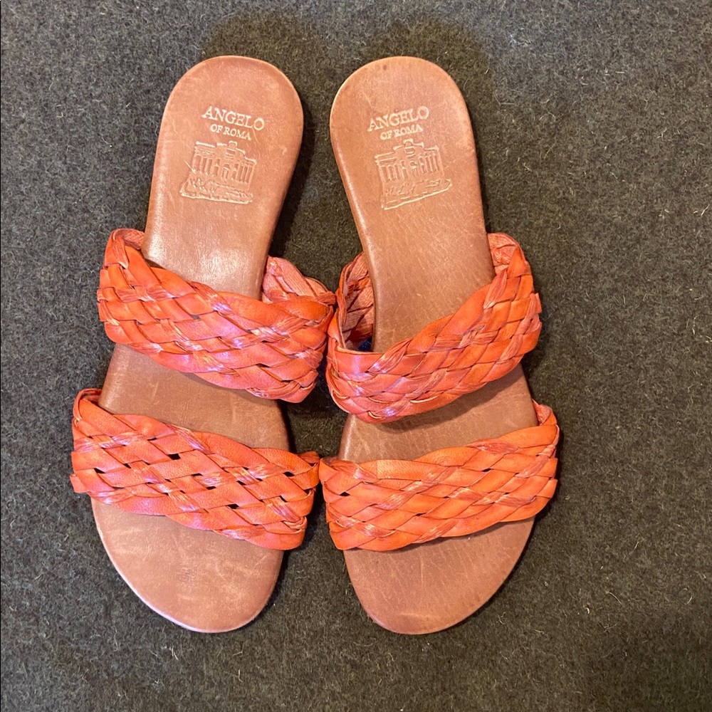 Angelo of Roma Orange Braided Sandals